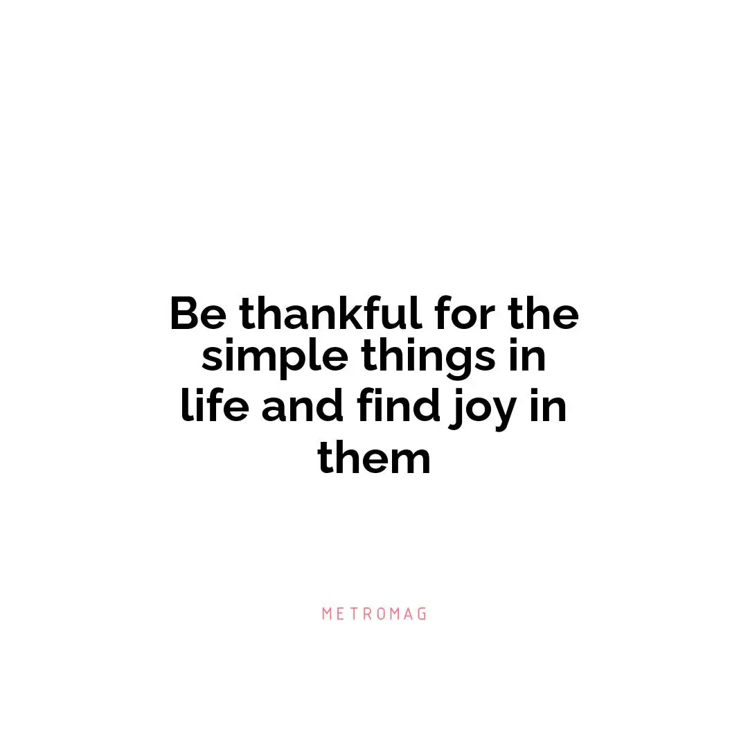 Be thankful for the simple things in life and find joy in them