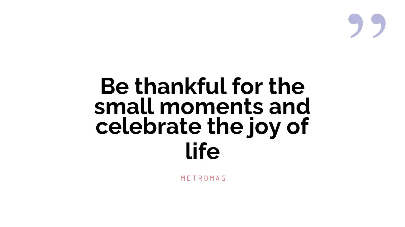 Be thankful for the small moments and celebrate the joy of life