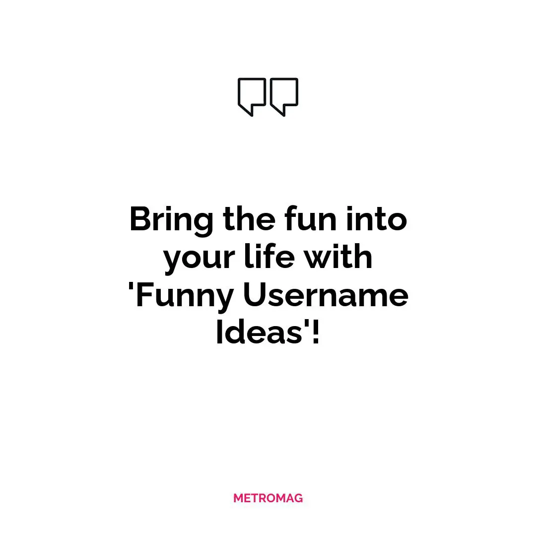 Bring the fun into your life with 'Funny Username Ideas'!