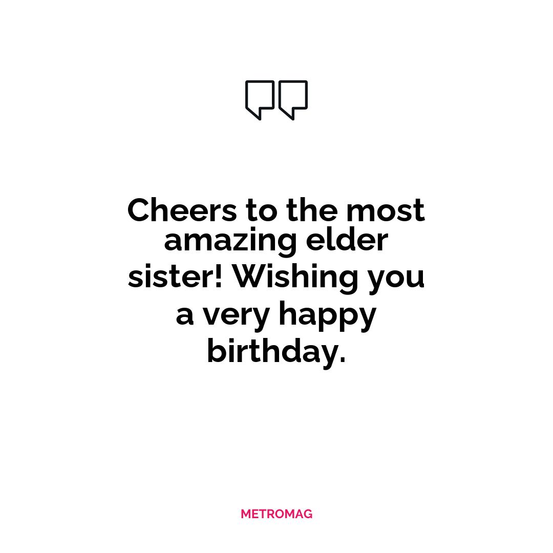 Cheers to the most amazing elder sister! Wishing you a very happy birthday.