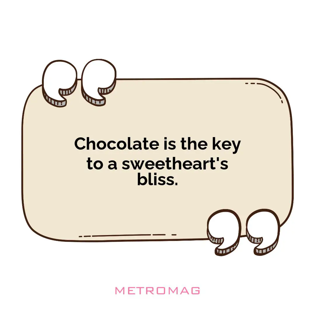 Chocolate is the key to a sweetheart's bliss.