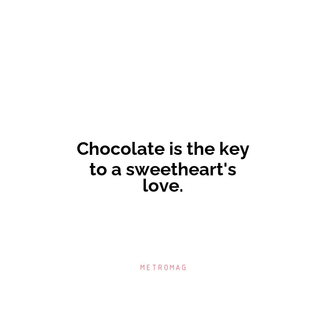 Chocolate is the key to a sweetheart's love.