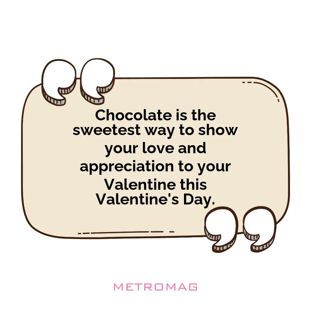 Chocolate is the sweetest way to show your love and appreciation to your Valentine this Valentine's Day.