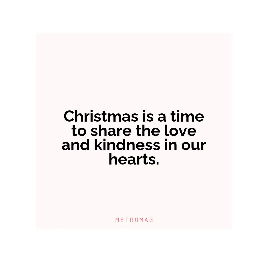 Christmas is a time to share the love and kindness in our hearts.