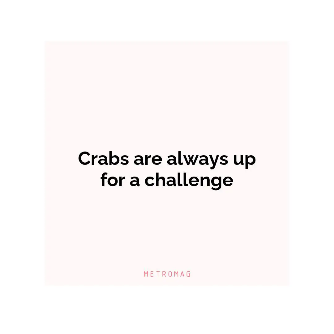 Crabs are always up for a challenge