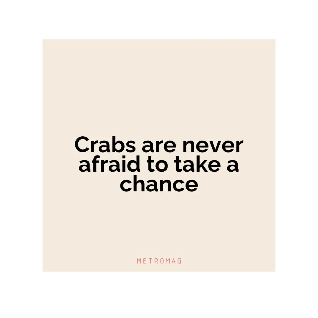 Crabs are never afraid to take a chance