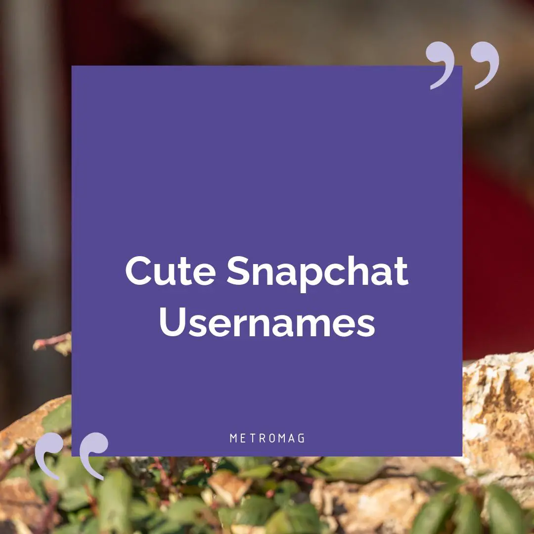 Cute Snapchat Usernames