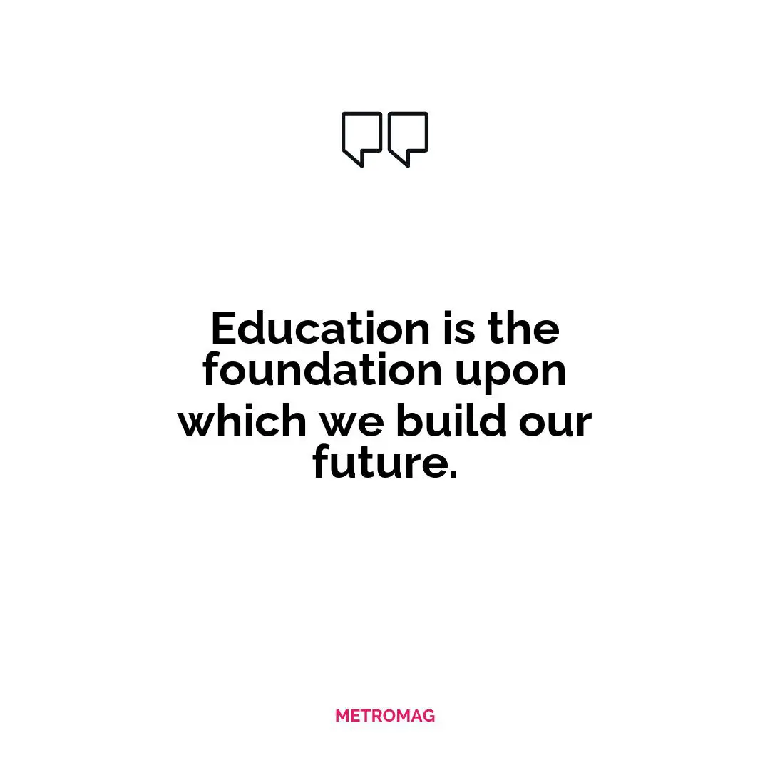 Education is the foundation upon which we build our future.