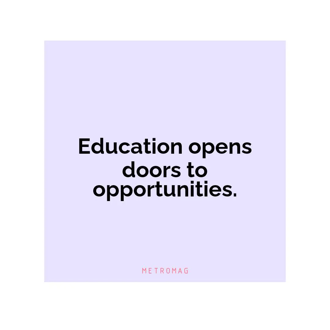 Education opens doors to opportunities.