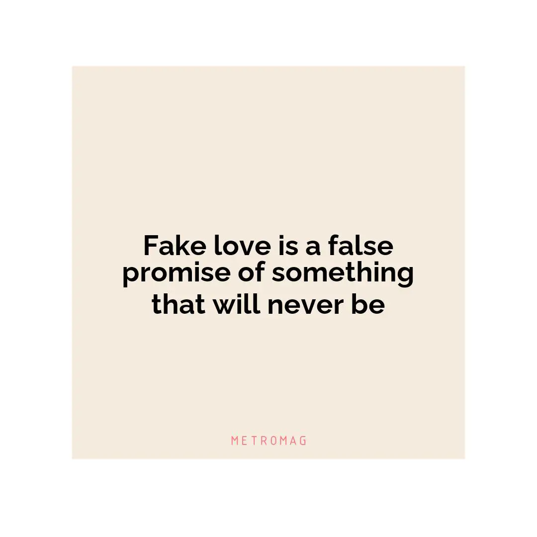 Fake love is a false promise of something that will never be