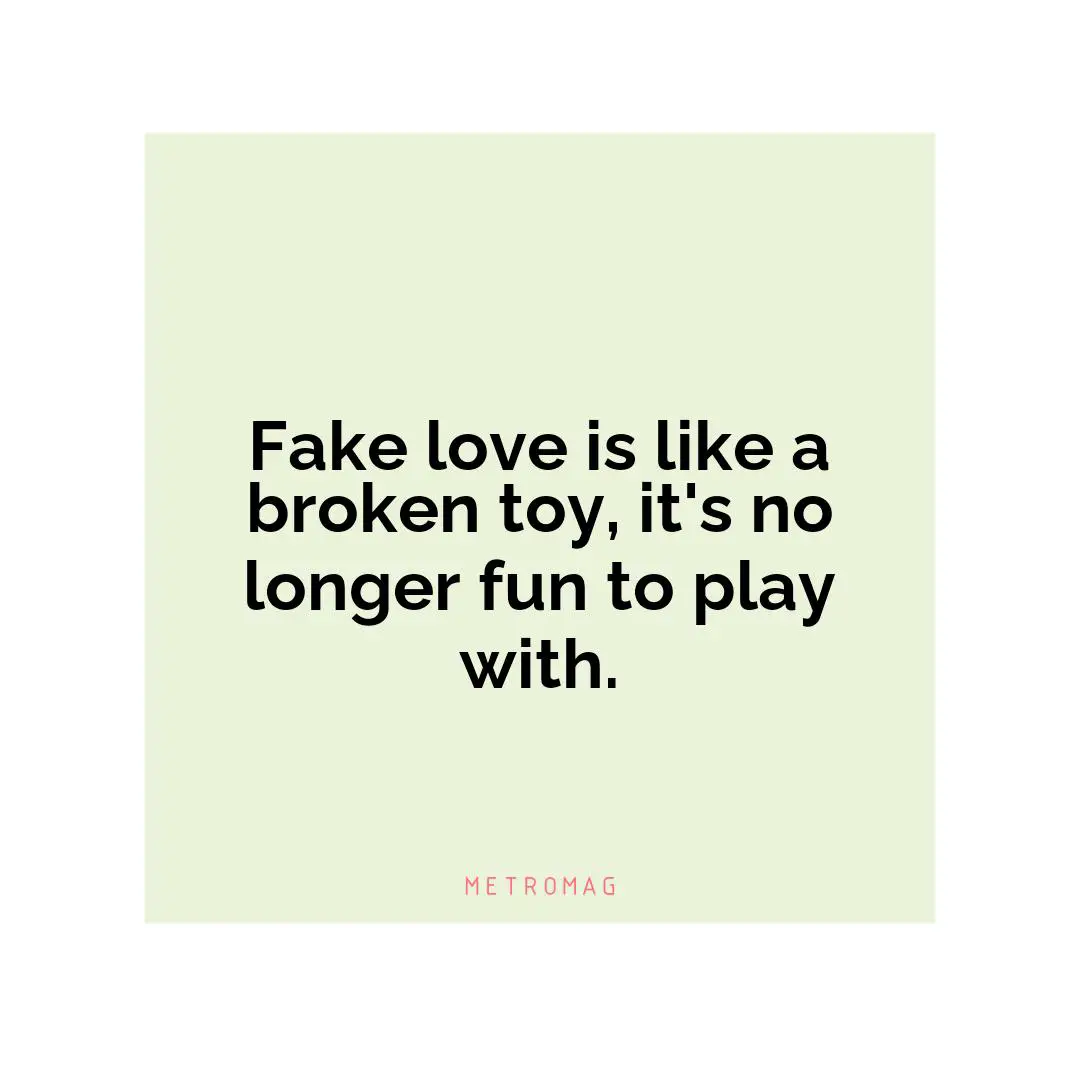 Fake love is like a broken toy, it's no longer fun to play with.