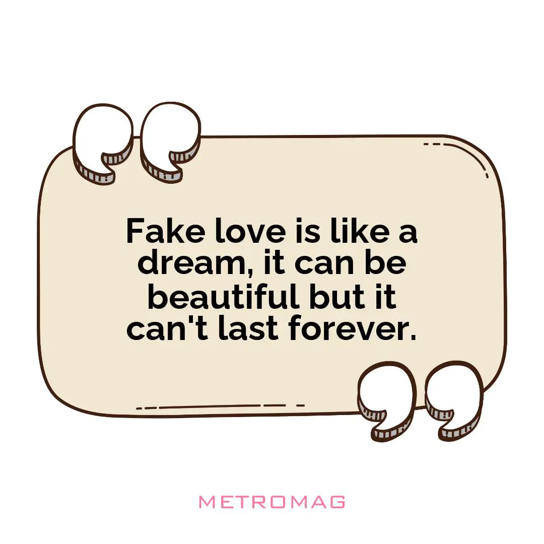 Fake love is like a dream, it can be beautiful but it can't last forever.
