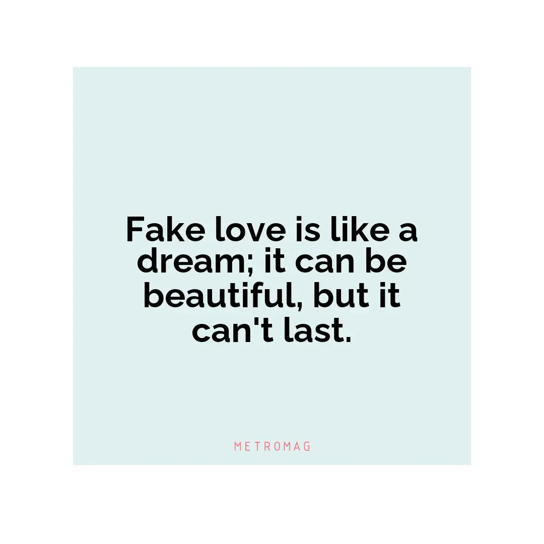 Fake love is like a dream; it can be beautiful, but it can't last.