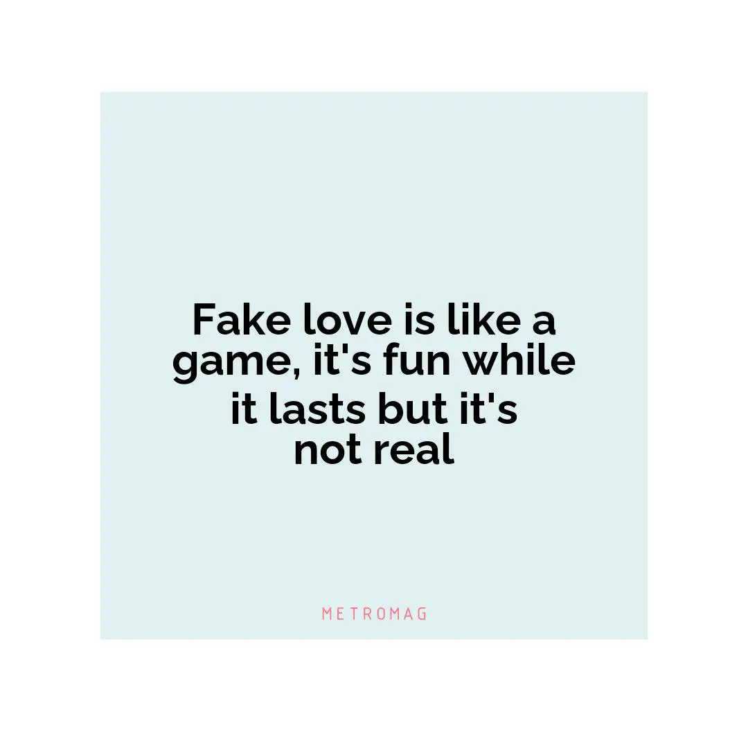 Fake love is like a game, it's fun while it lasts but it's not real