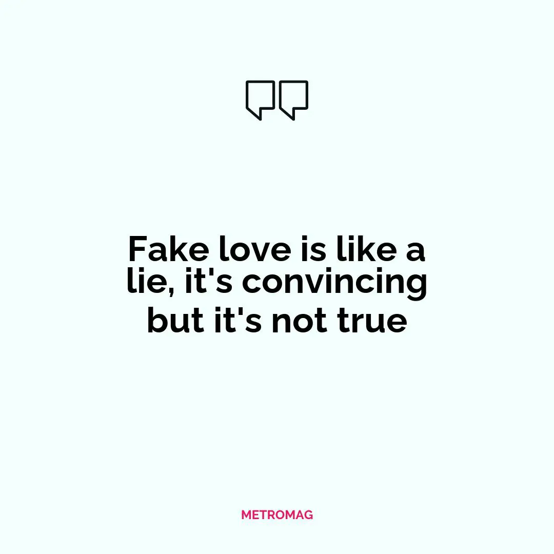 Fake love is like a lie, it's convincing but it's not true