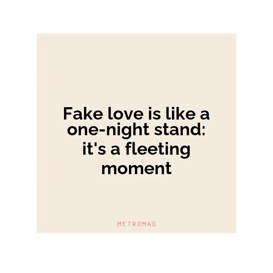 Fake love is like a one-night stand: it's a fleeting moment