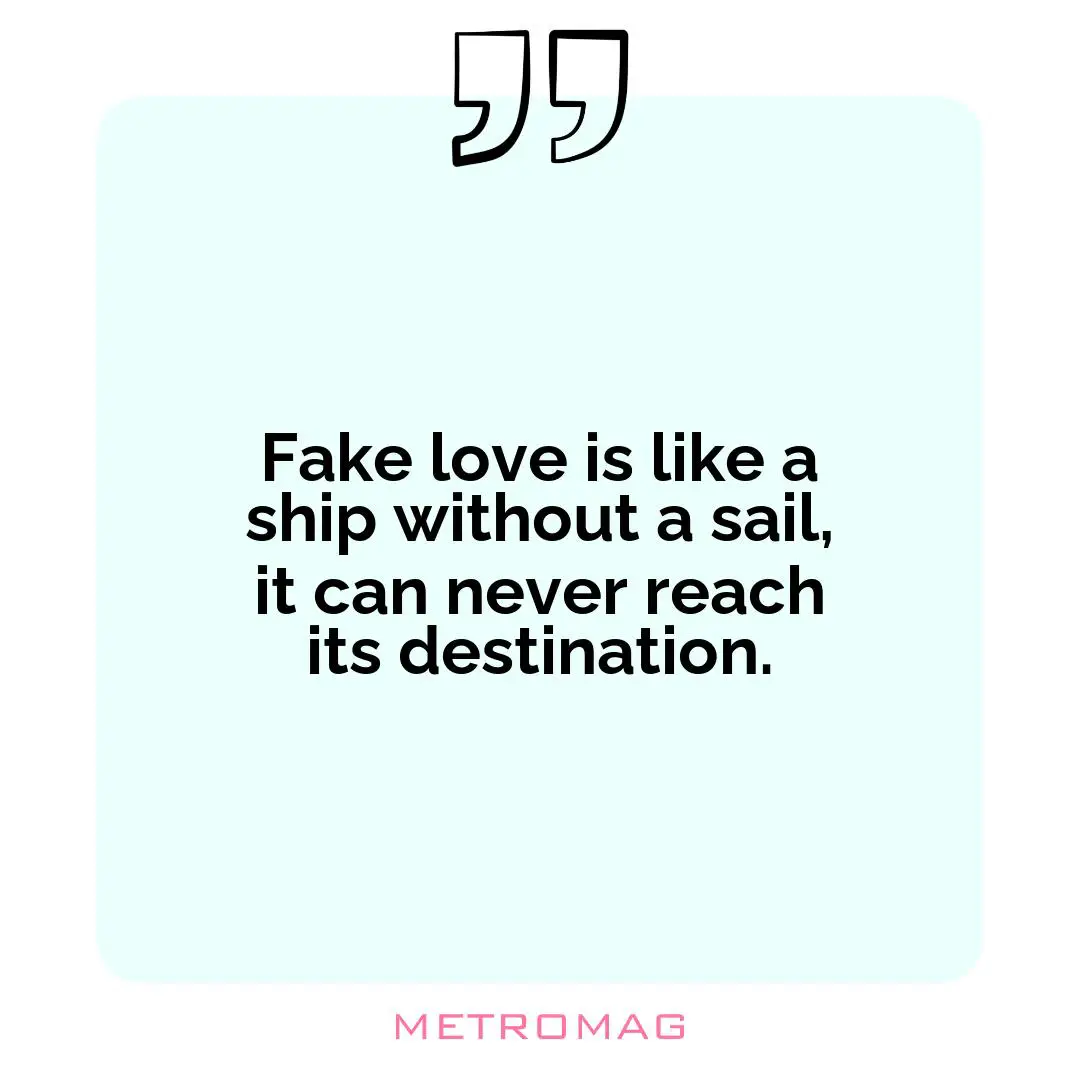 Fake love is like a ship without a sail, it can never reach its destination.