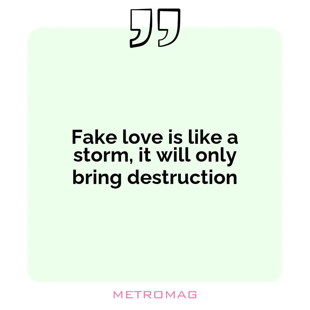 Fake love is like a storm, it will only bring destruction