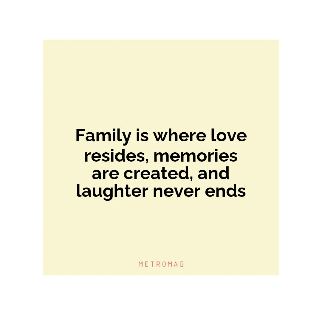 Family is where love resides, memories are created, and laughter never ends