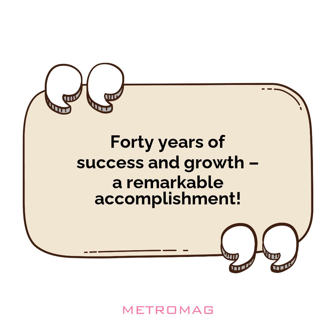 Forty years of success and growth – a remarkable accomplishment!