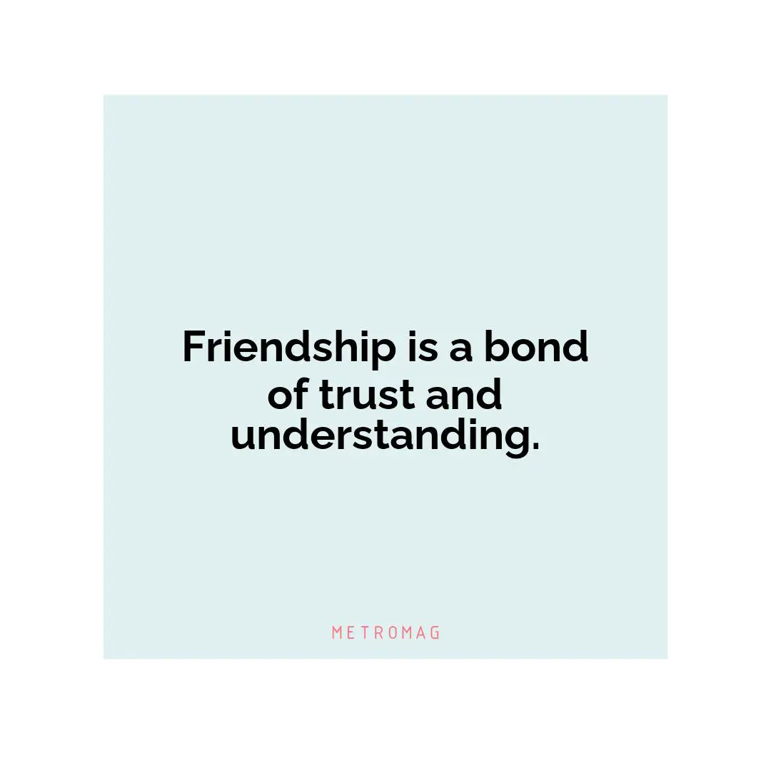 Friendship is a bond of trust and understanding.