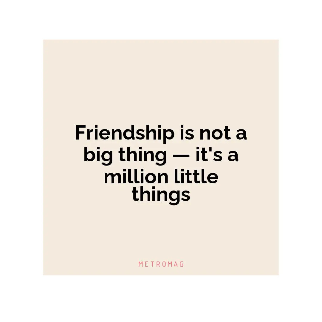 Friendship is not a big thing — it's a million little things