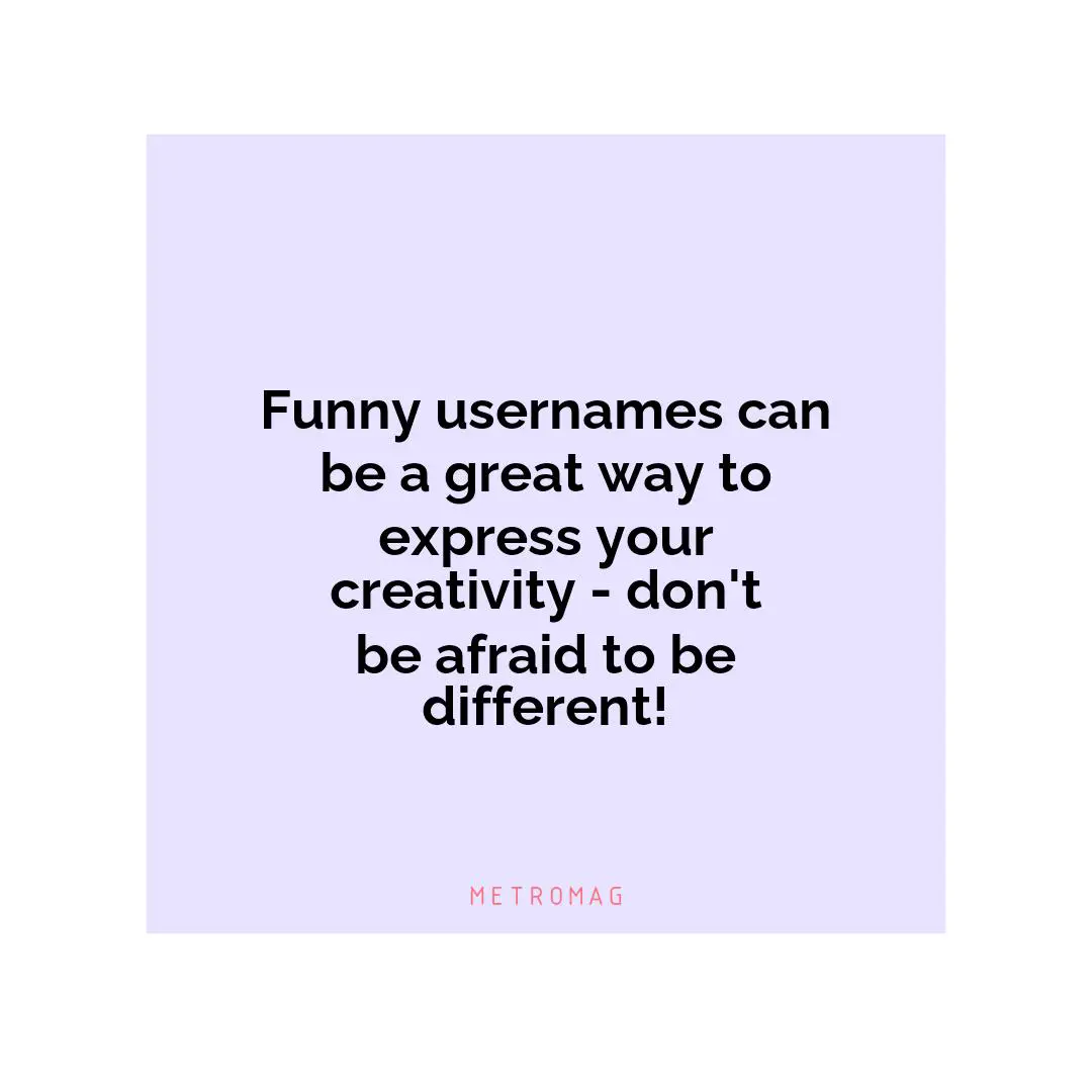 Funny usernames can be a great way to express your creativity - don't be afraid to be different!