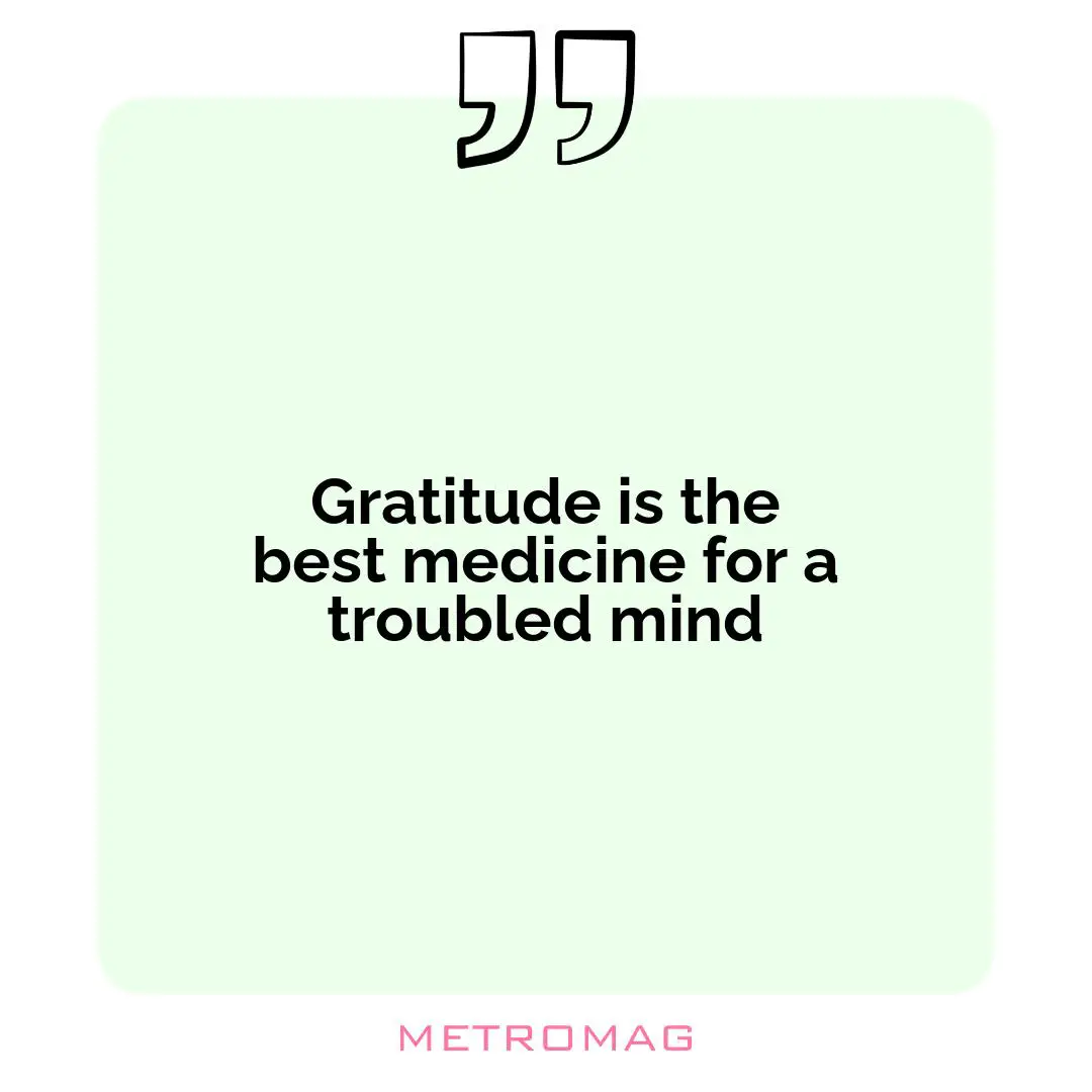 Gratitude is the best medicine for a troubled mind