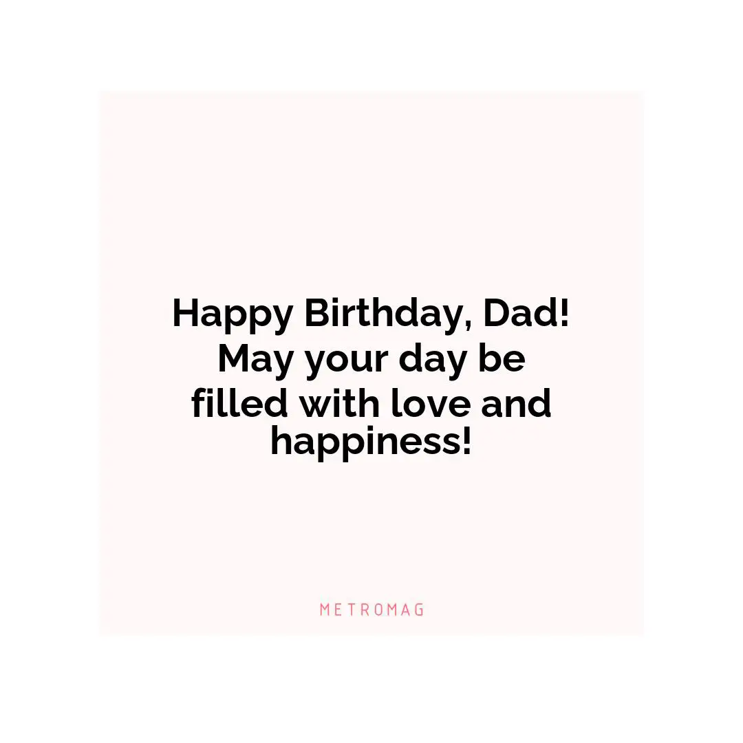 Happy Birthday, Dad! May your day be filled with love and happiness!