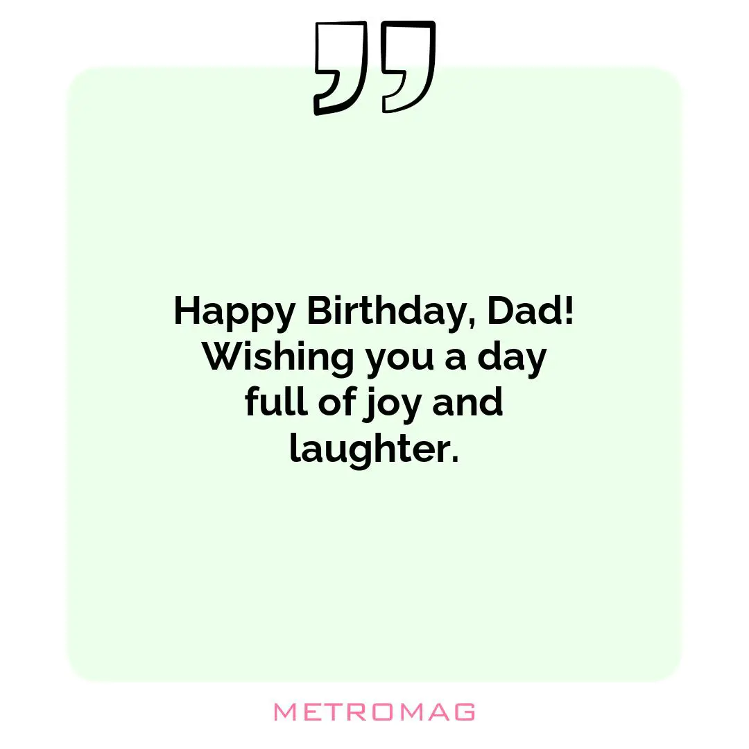 Happy Birthday, Dad! Wishing you a day full of joy and laughter.