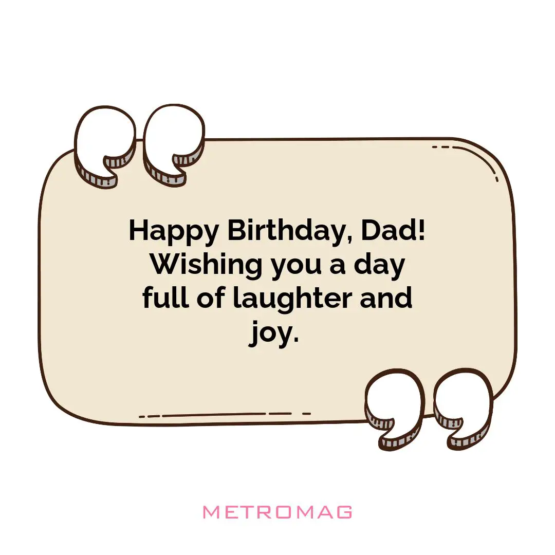 Happy Birthday, Dad! Wishing you a day full of laughter and joy.