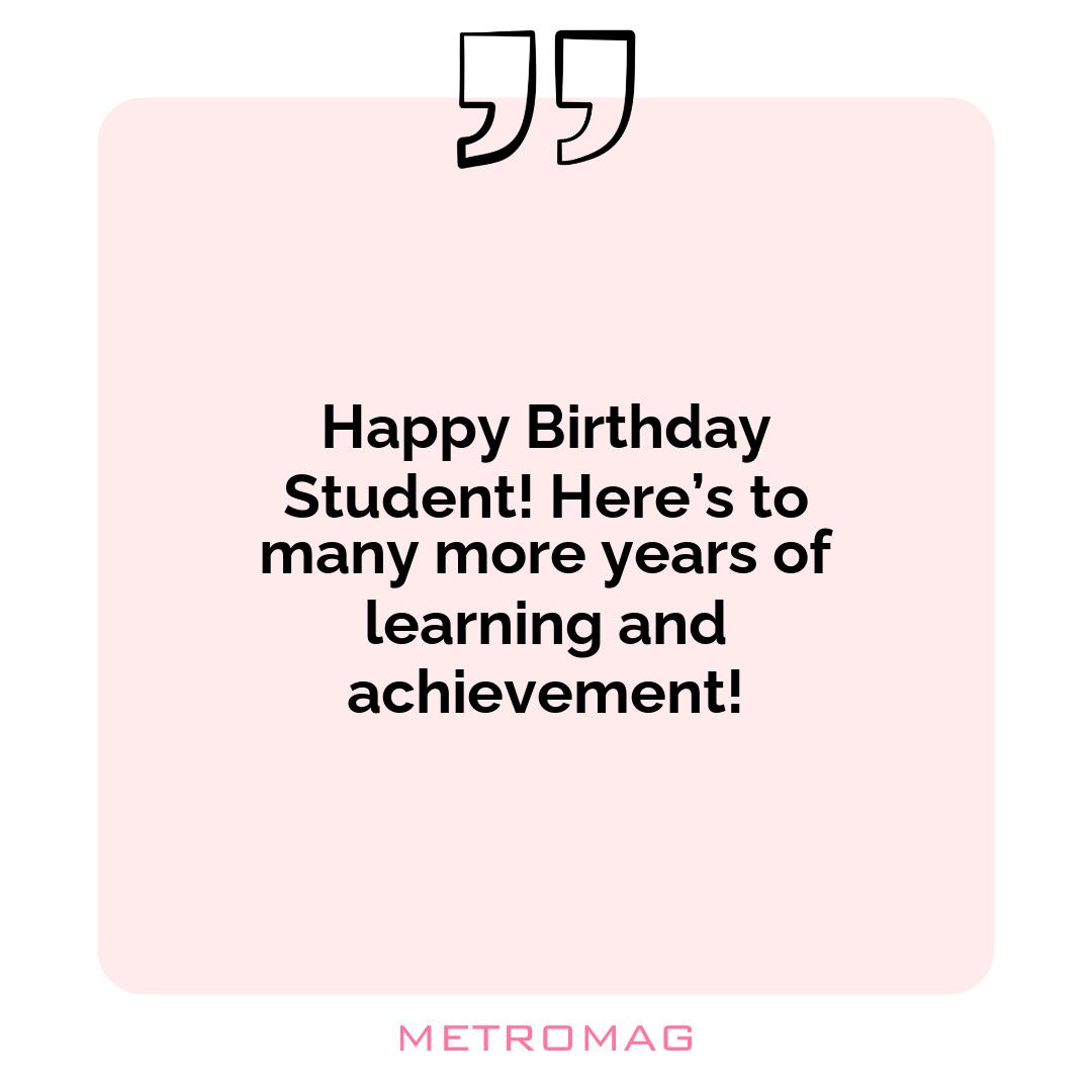 Happy Birthday Student! Here’s to many more years of learning and achievement!