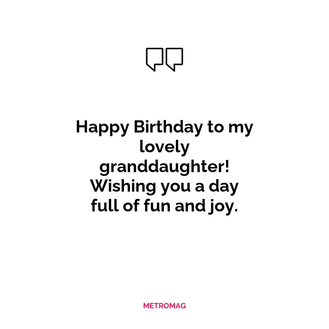 Happy Birthday to my lovely granddaughter! Wishing you a day full of fun and joy.