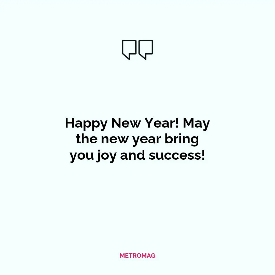 Happy New Year! May the new year bring you joy and success!
