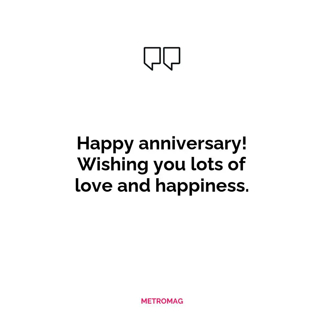 Happy anniversary! Wishing you lots of love and happiness.