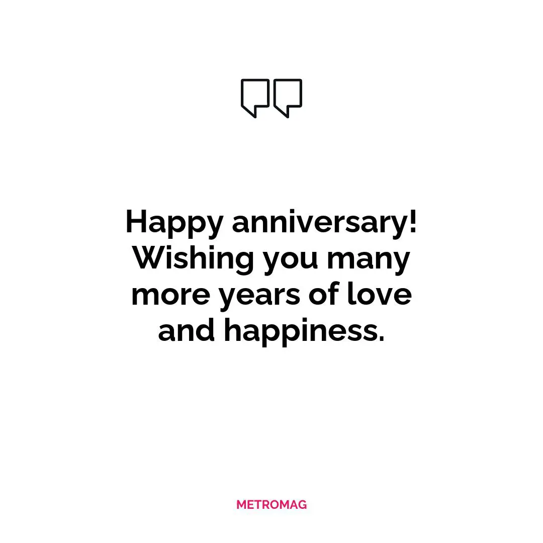 Happy anniversary! Wishing you many more years of love and happiness.