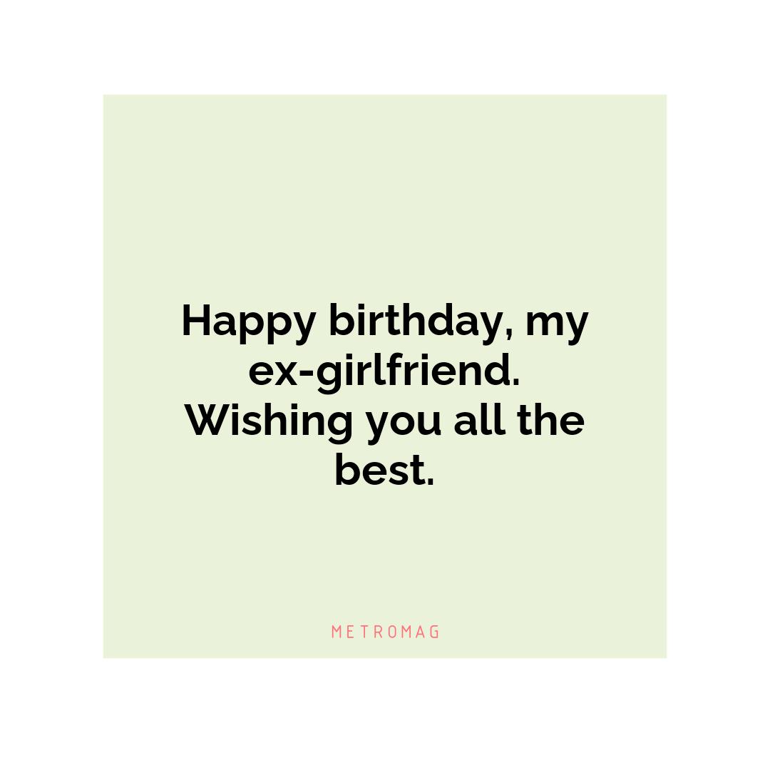 Happy birthday, my ex-girlfriend. Wishing you all the best.
