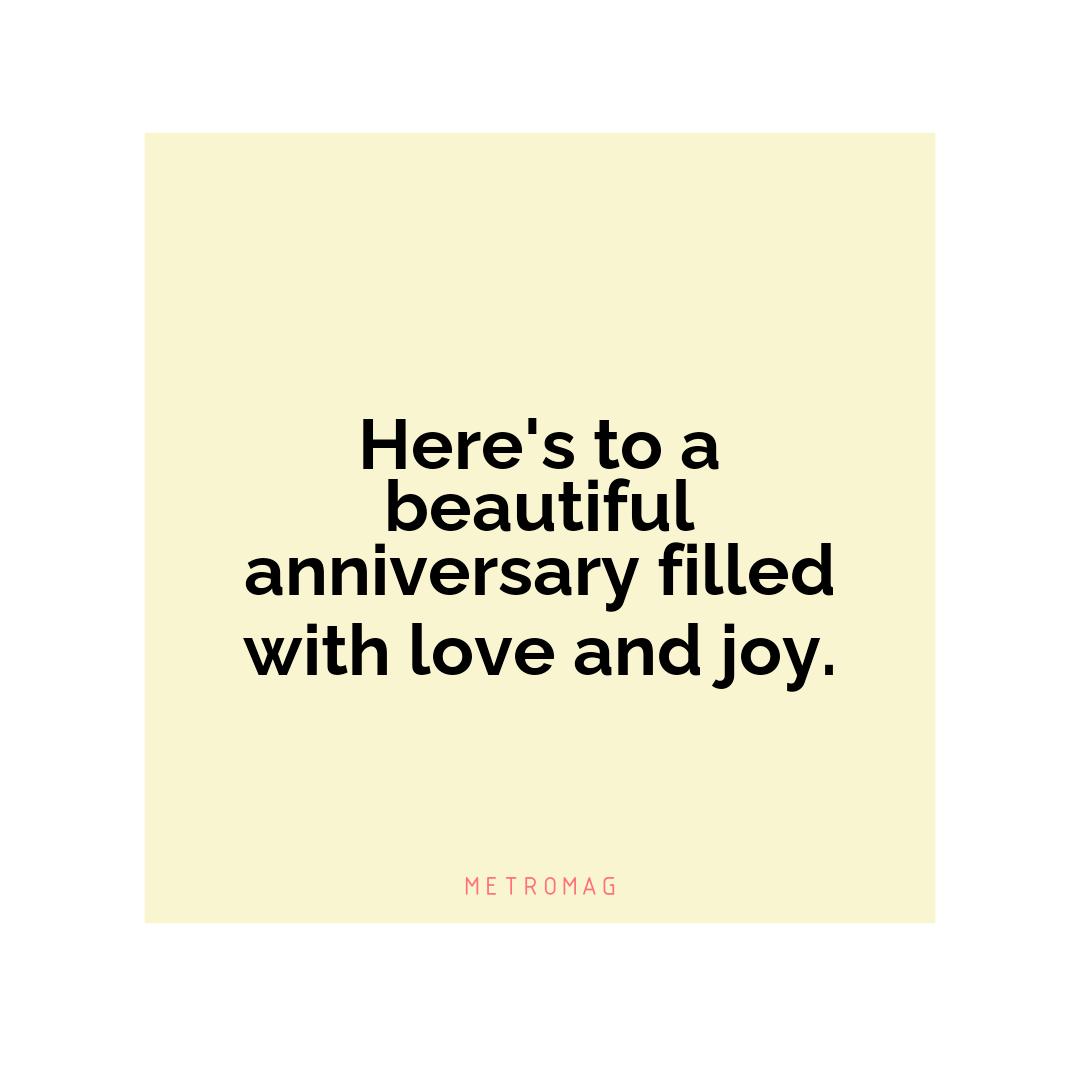 Here's to a beautiful anniversary filled with love and joy.