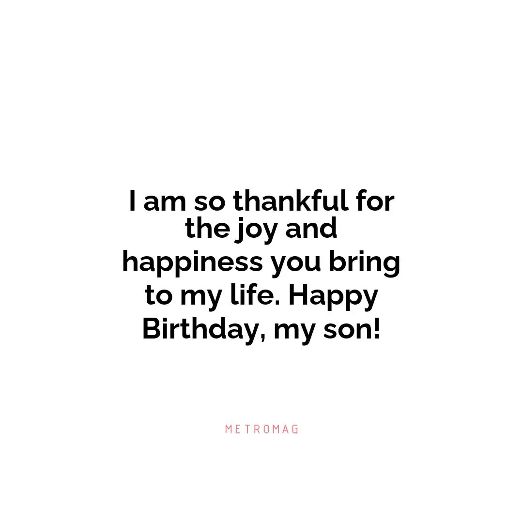 I am so thankful for the joy and happiness you bring to my life. Happy Birthday, my son!