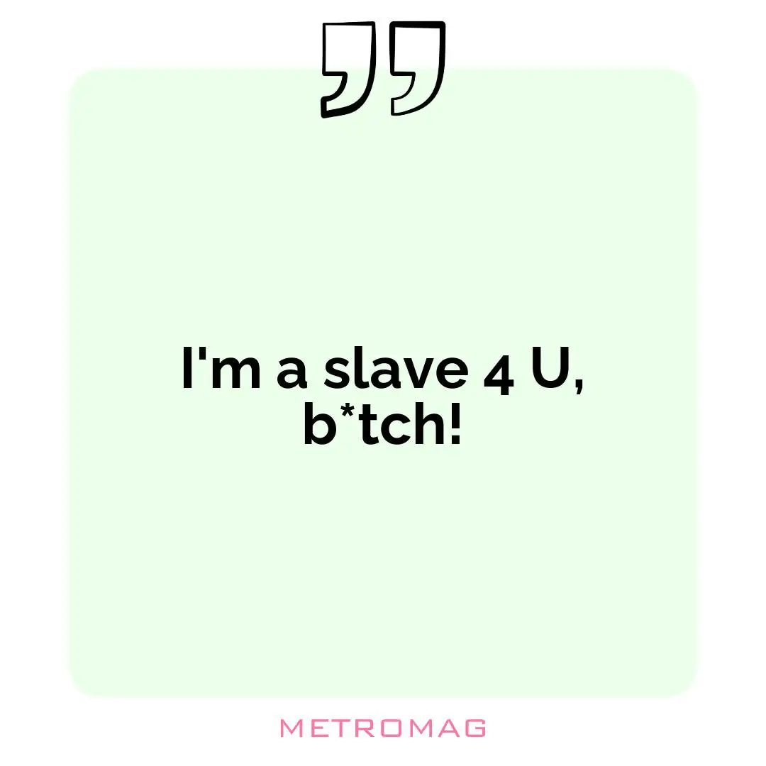 I'm a slave 4 U, b*tch!