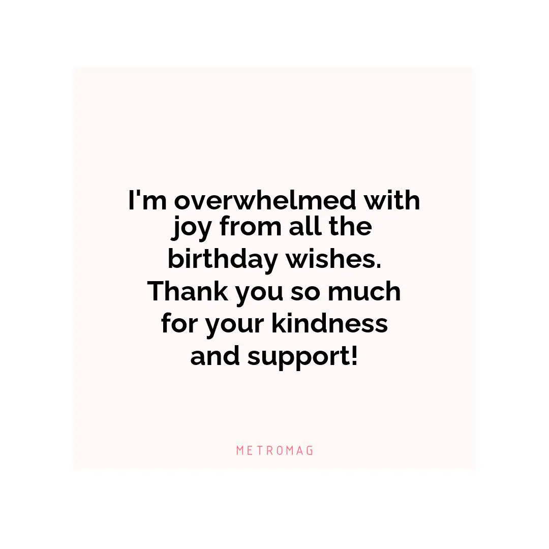 I'm overwhelmed with joy from all the birthday wishes. Thank you so much for your kindness and support!