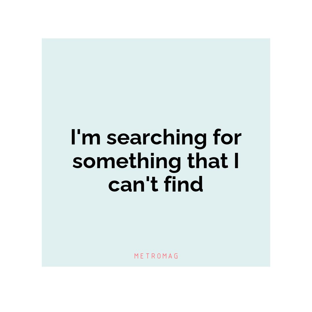 I'm searching for something that I can't find