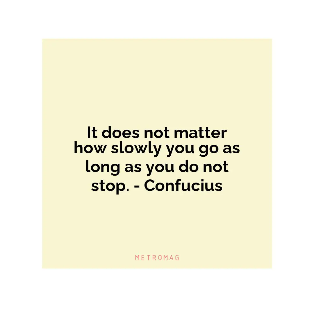 It does not matter how slowly you go as long as you do not stop. - Confucius