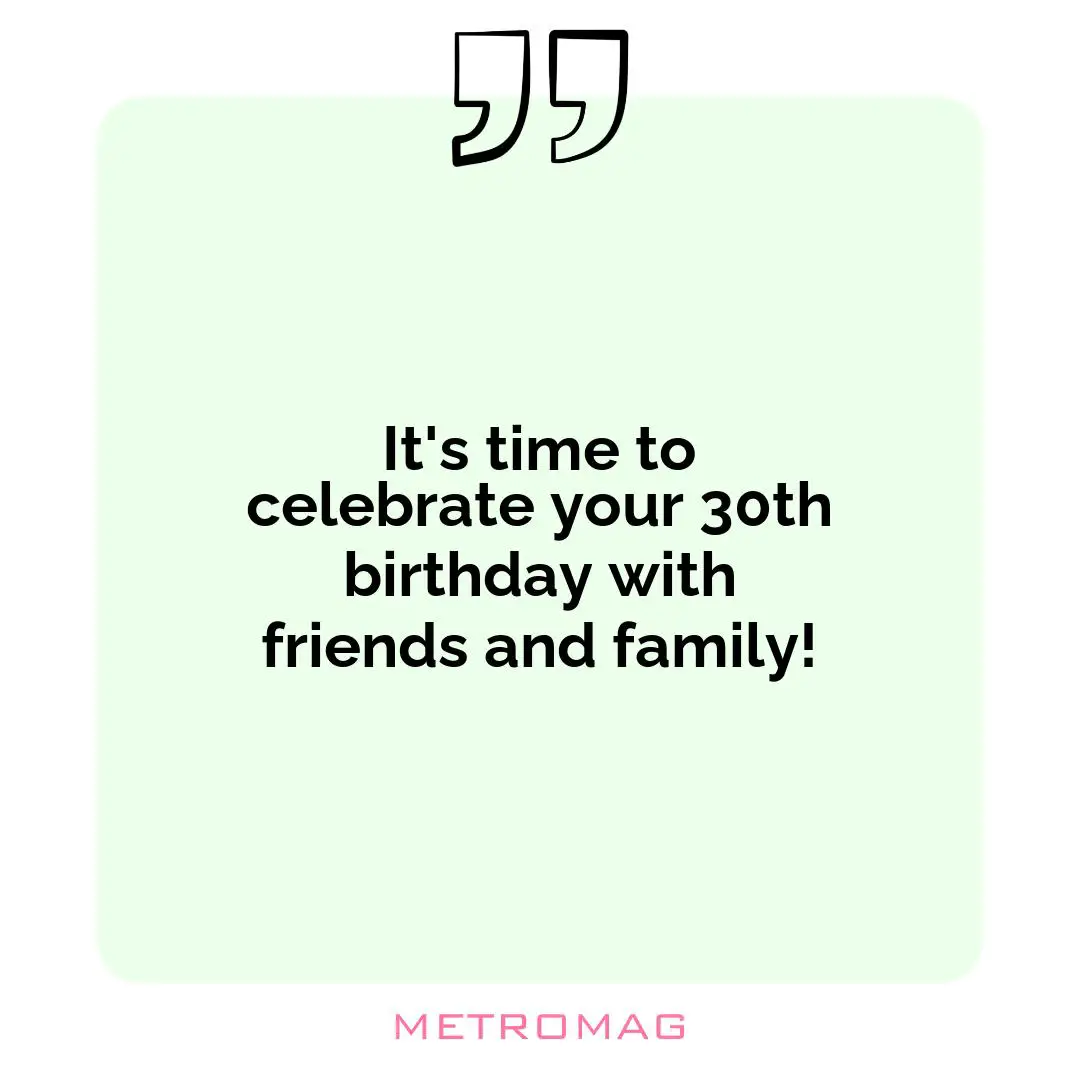 It's time to celebrate your 30th birthday with friends and family!
