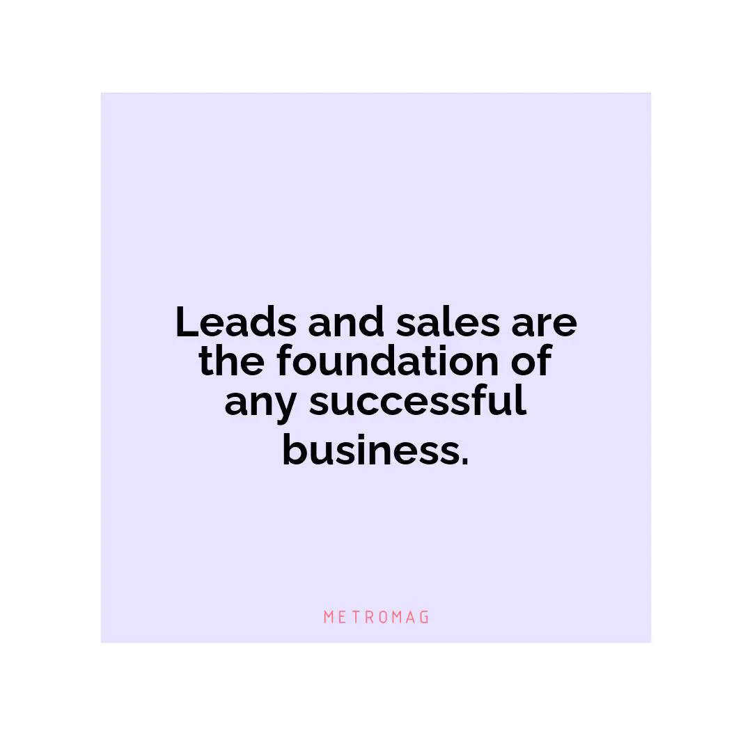 Leads and sales are the foundation of any successful business.