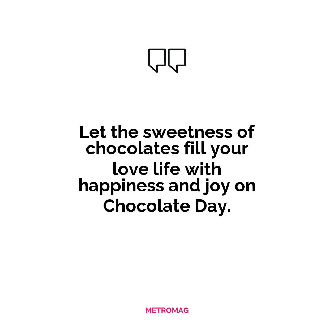 Let the sweetness of chocolates fill your love life with happiness and joy on Chocolate Day.