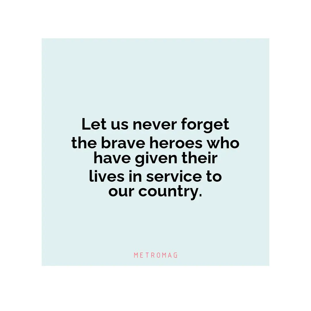 Let us never forget the brave heroes who have given their lives in service to our country.