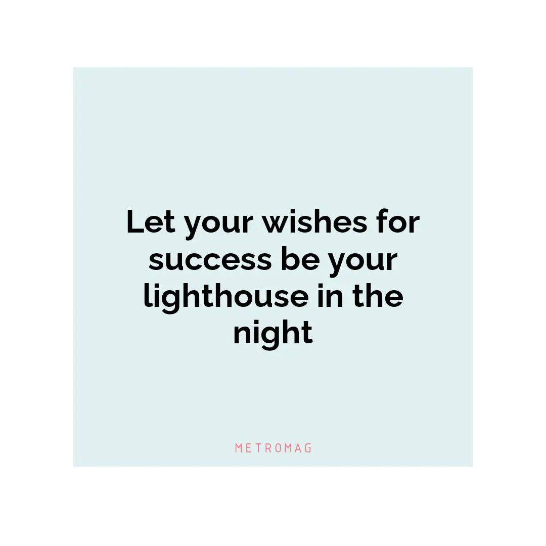 Let your wishes for success be your lighthouse in the night
