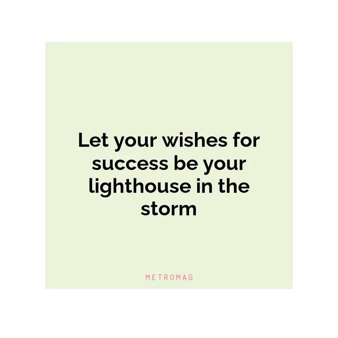 Let your wishes for success be your lighthouse in the storm