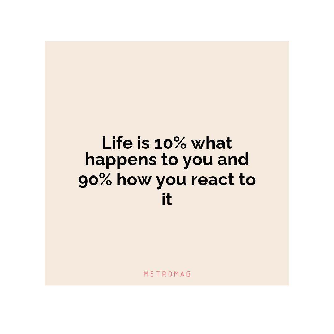 Life is 10% what happens to you and 90% how you react to it